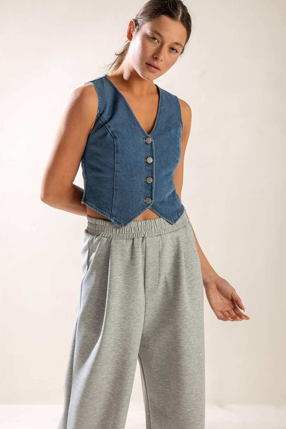 ISLAND DAYDREAMS DENIM VEST.