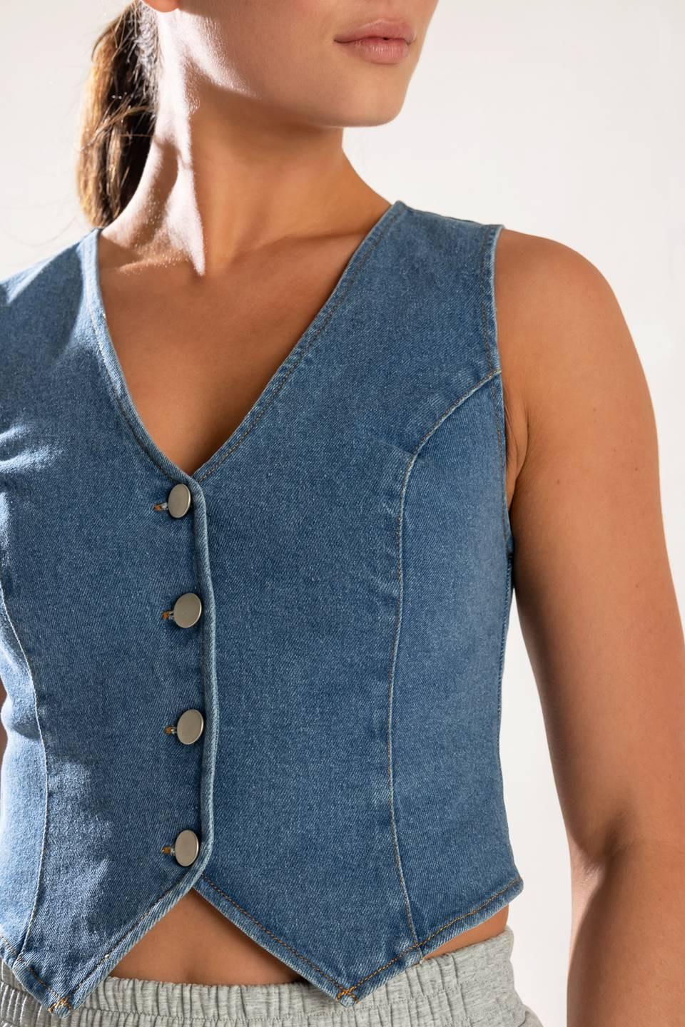 ISLAND DAYDREAMS DENIM VEST.