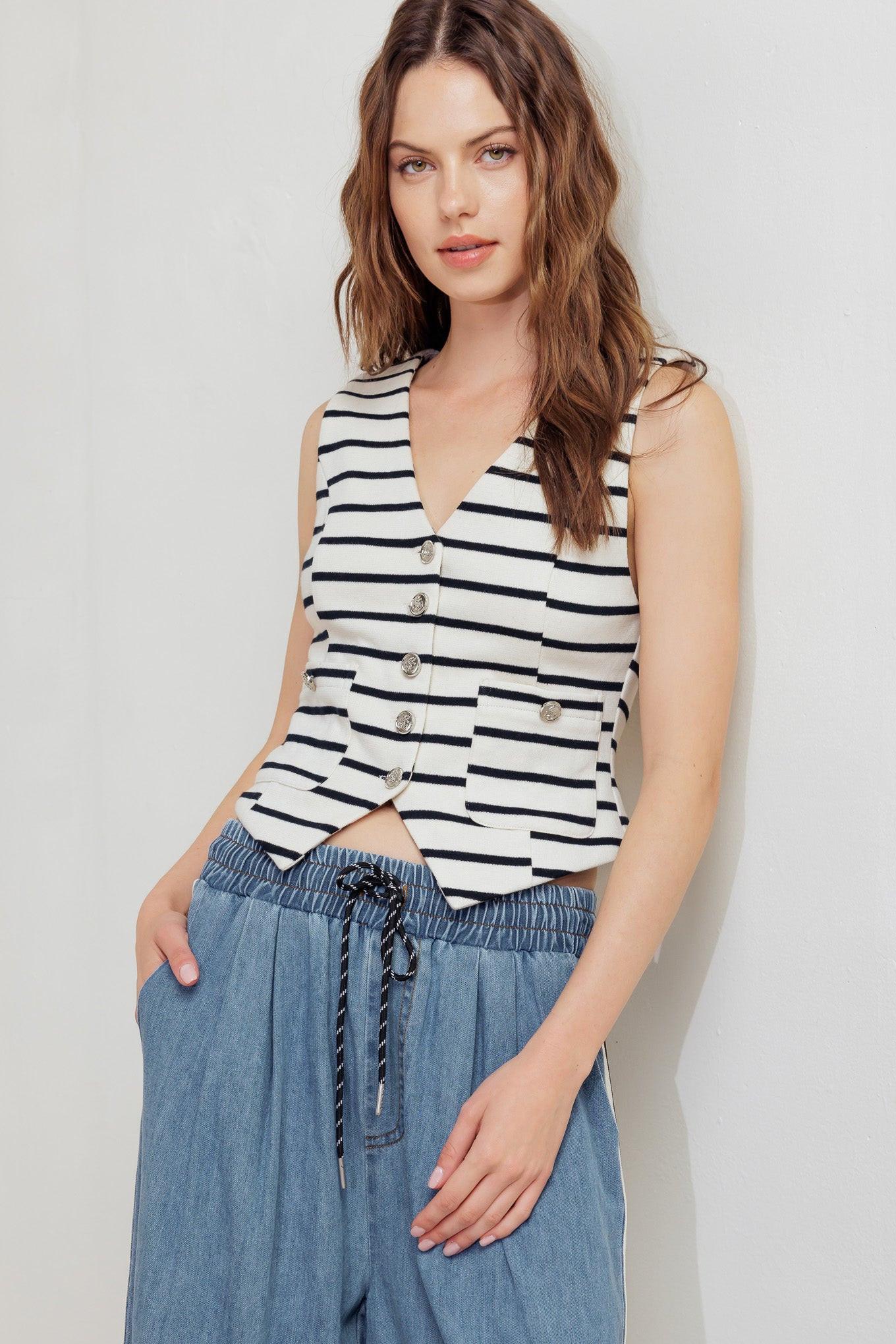 MARINE CHIC WOVEN VEST.