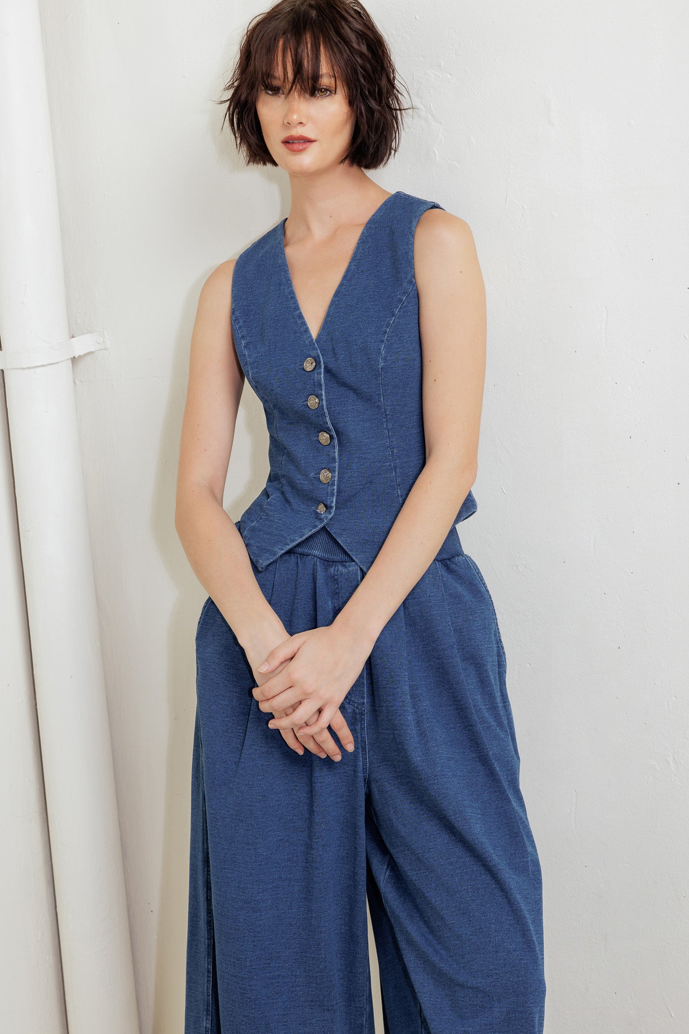 URBAN INDIGO FRENCH TERRY DENIM VEST