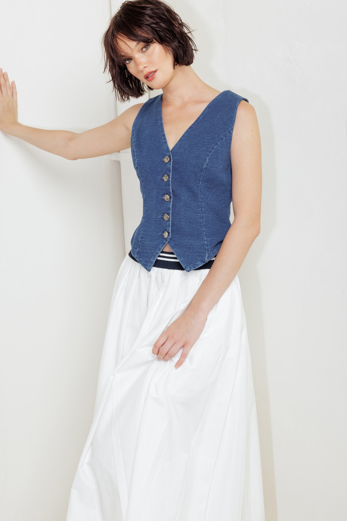 URBAN INDIGO FRENCH TERRY DENIM VEST