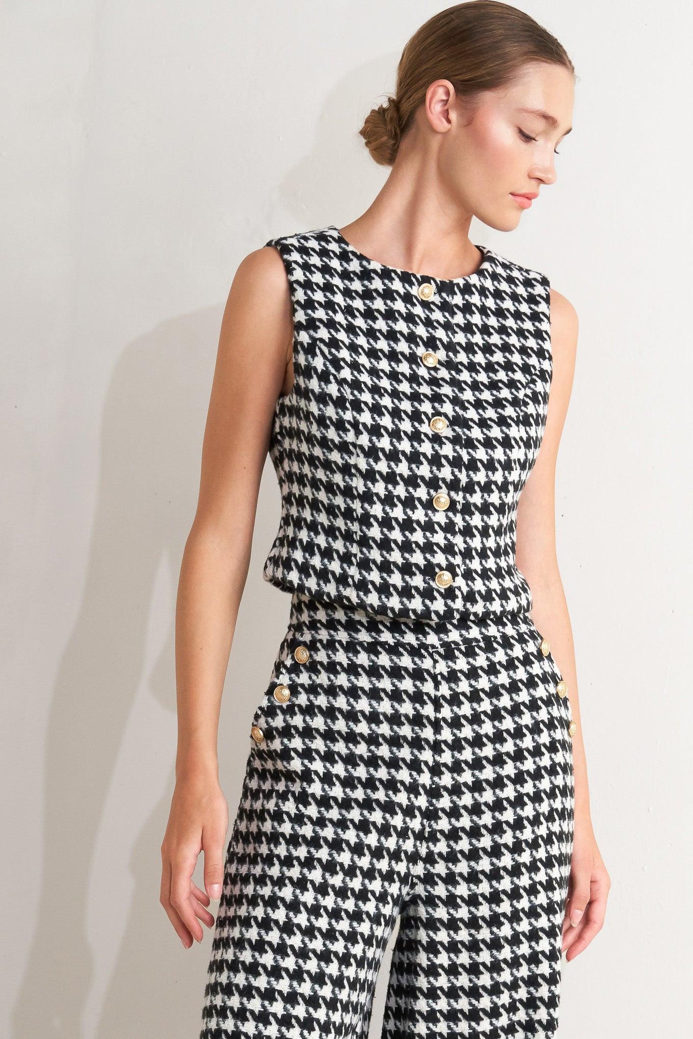 METRO ICON WOVEN HOUNDSTOOTH VEST.