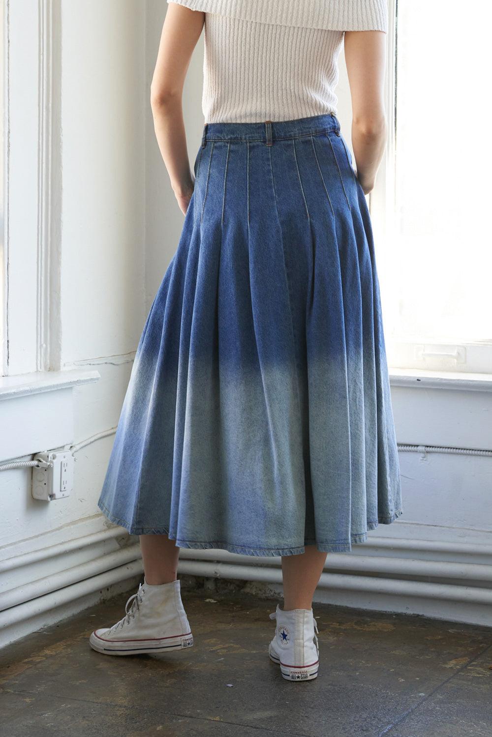 STATE OF MIND DENIM MIDI SKIRT.