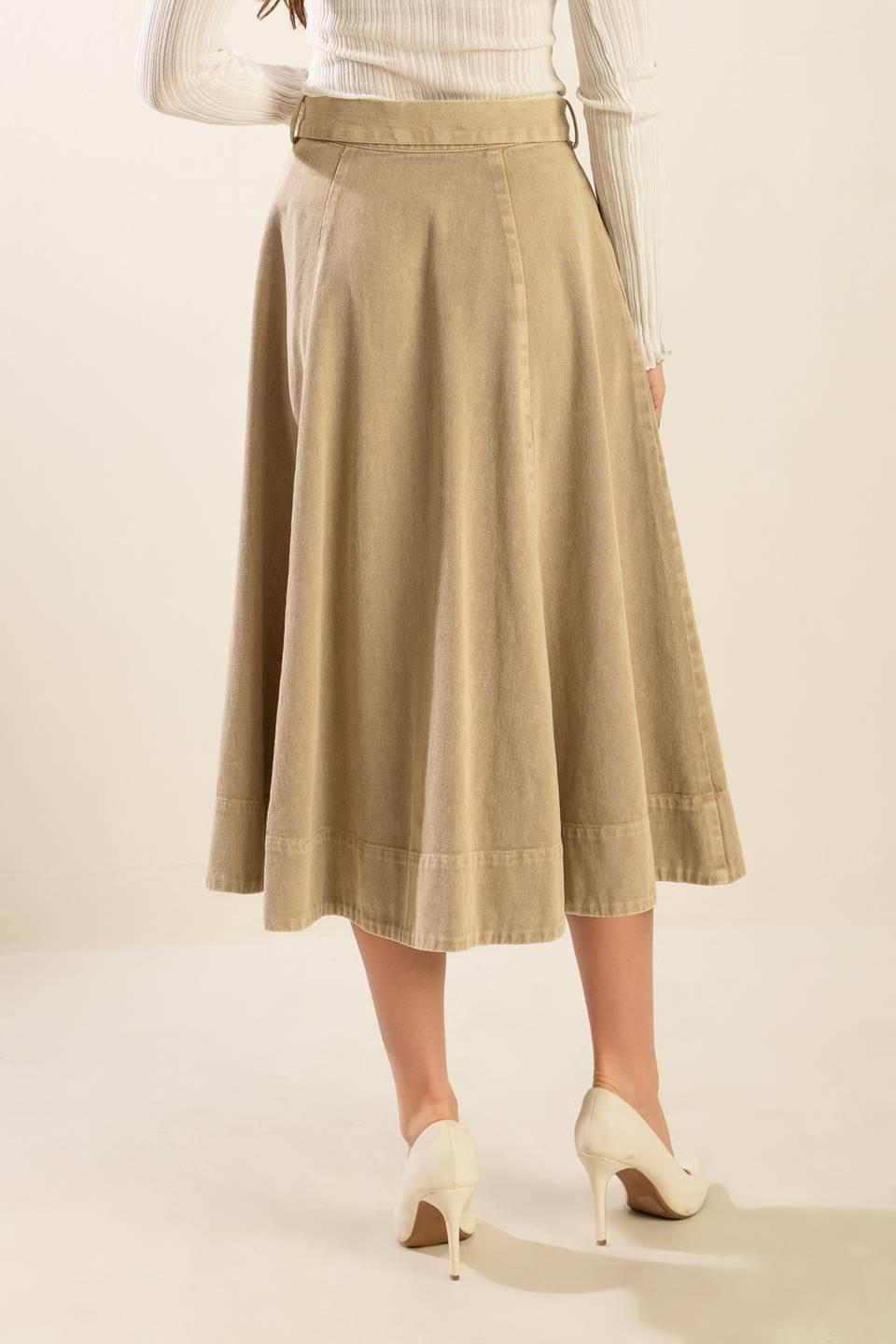YOU KNOW IT TWILL MIDI SKIRT - Flying Tomato - SKIRTS - Freemarket