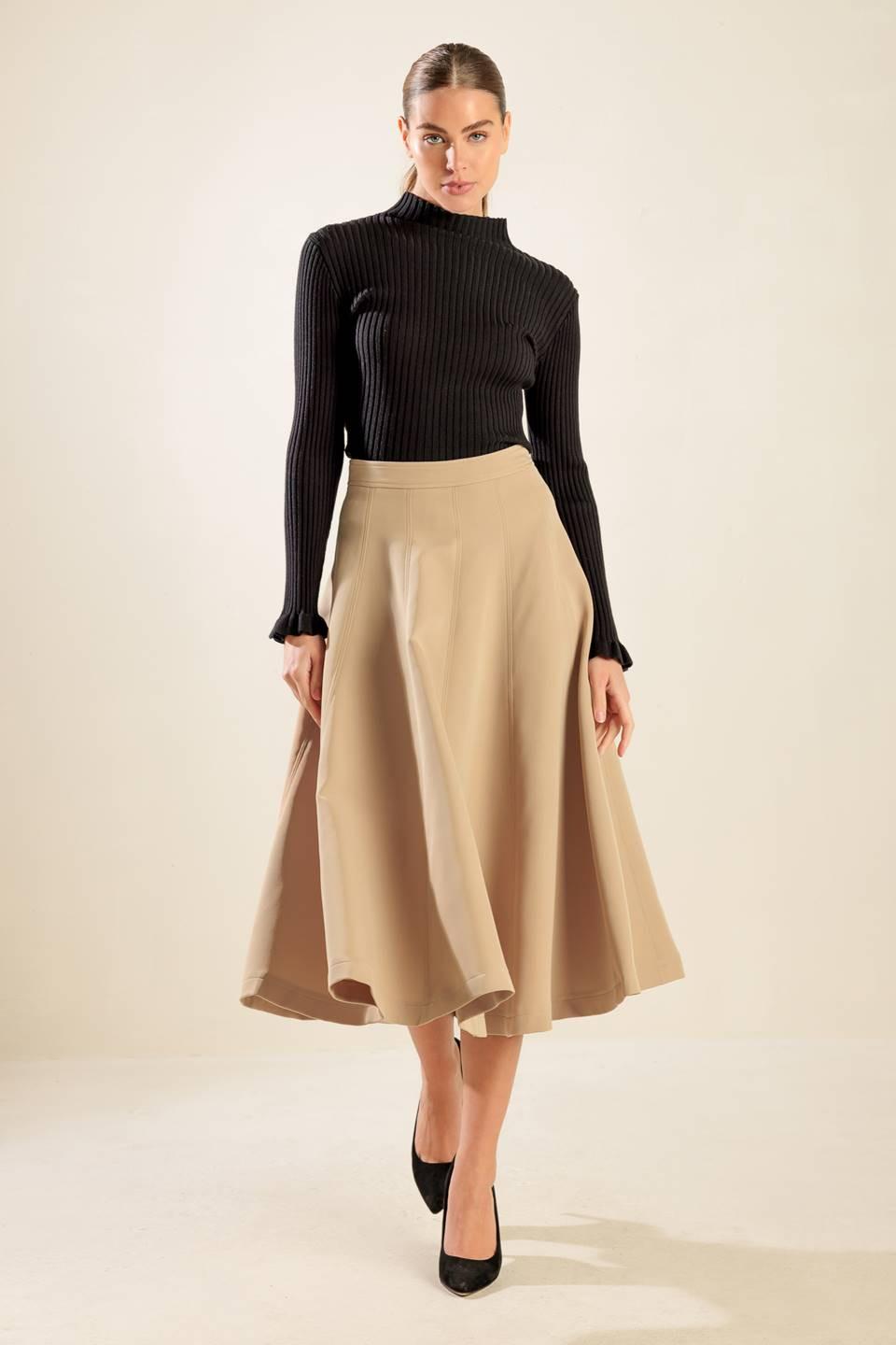 FALLING INTO BLISS WOVEN MIDI SKIRT.
