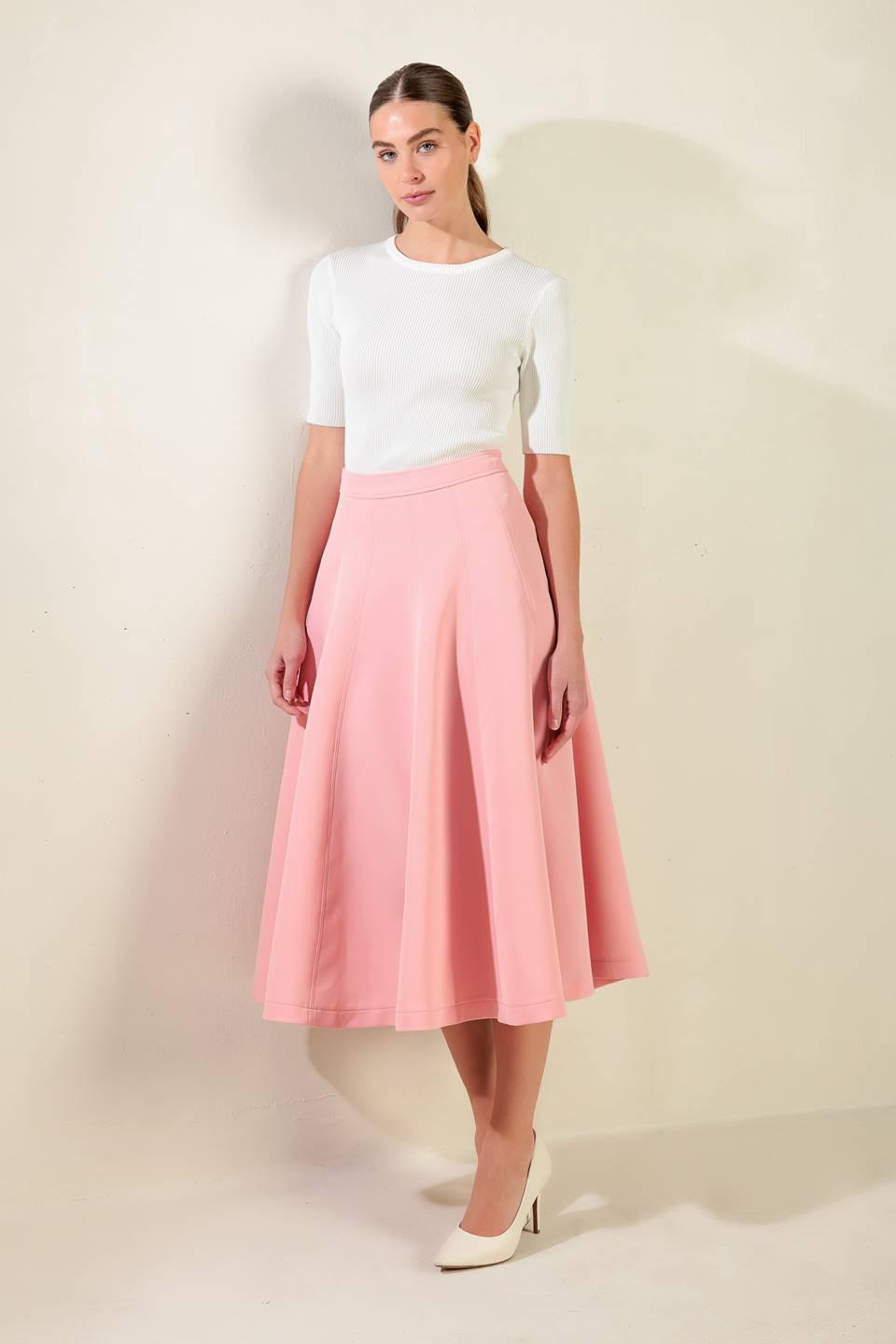 FALLING INTO BLISS WOVEN MIDI SKIRT.