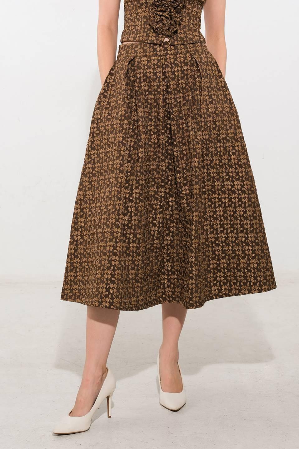 UPGRADED EVENT WOVEN MIDI SKIRT.