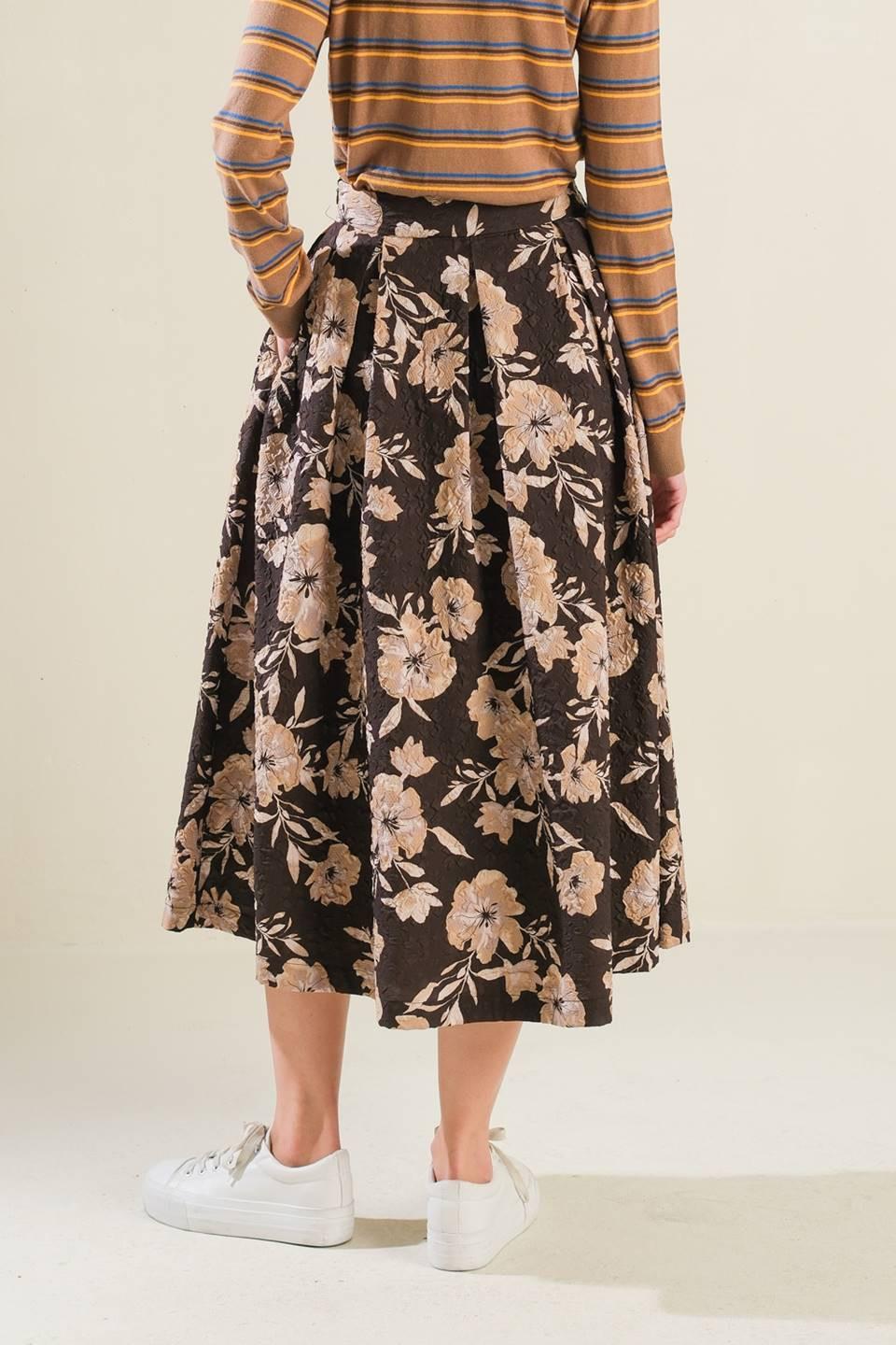 POSH PRESENCE WOVEN MIDI SKIRT.