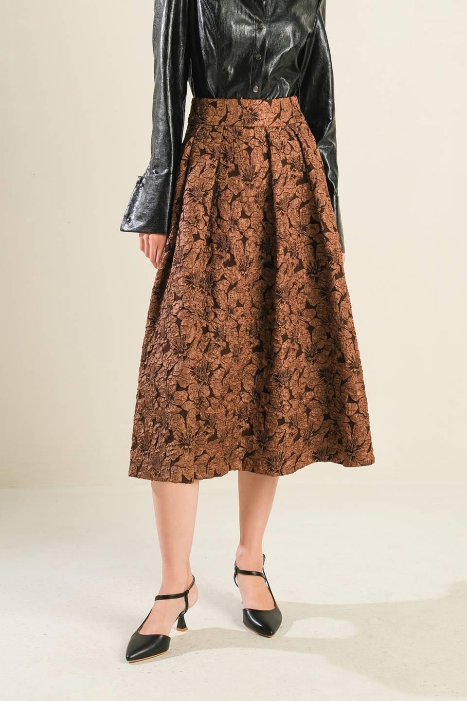 ETERNAL DEVOTION WOVEN FULL MIDI SKIRT.