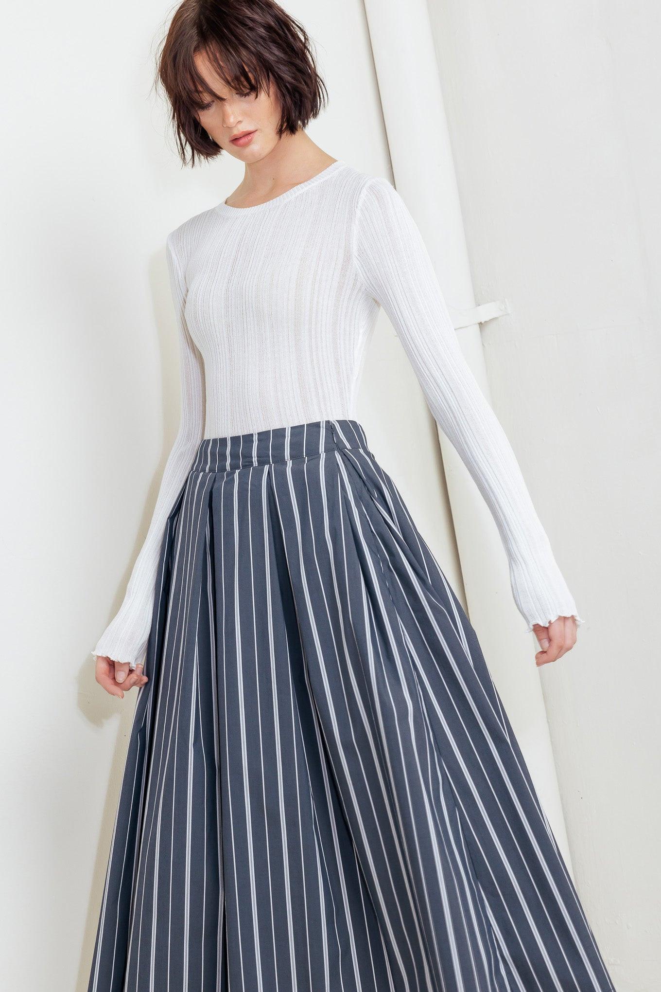 BEHIND THE GRIN WOVEN MIDI SKIRT.