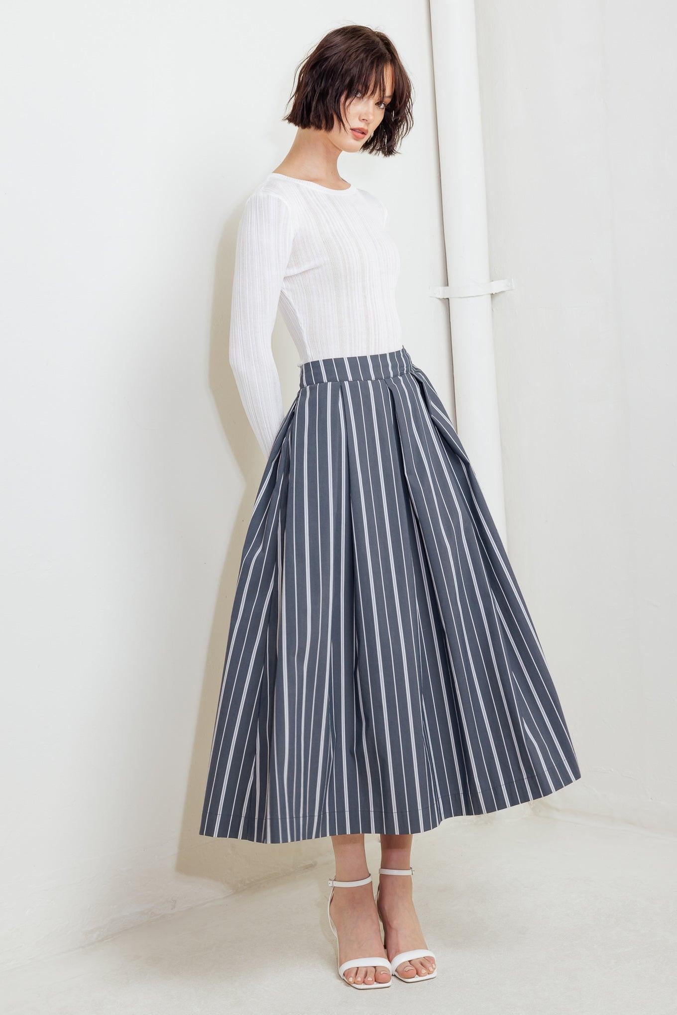 BEHIND THE GRIN WOVEN MIDI SKIRT.