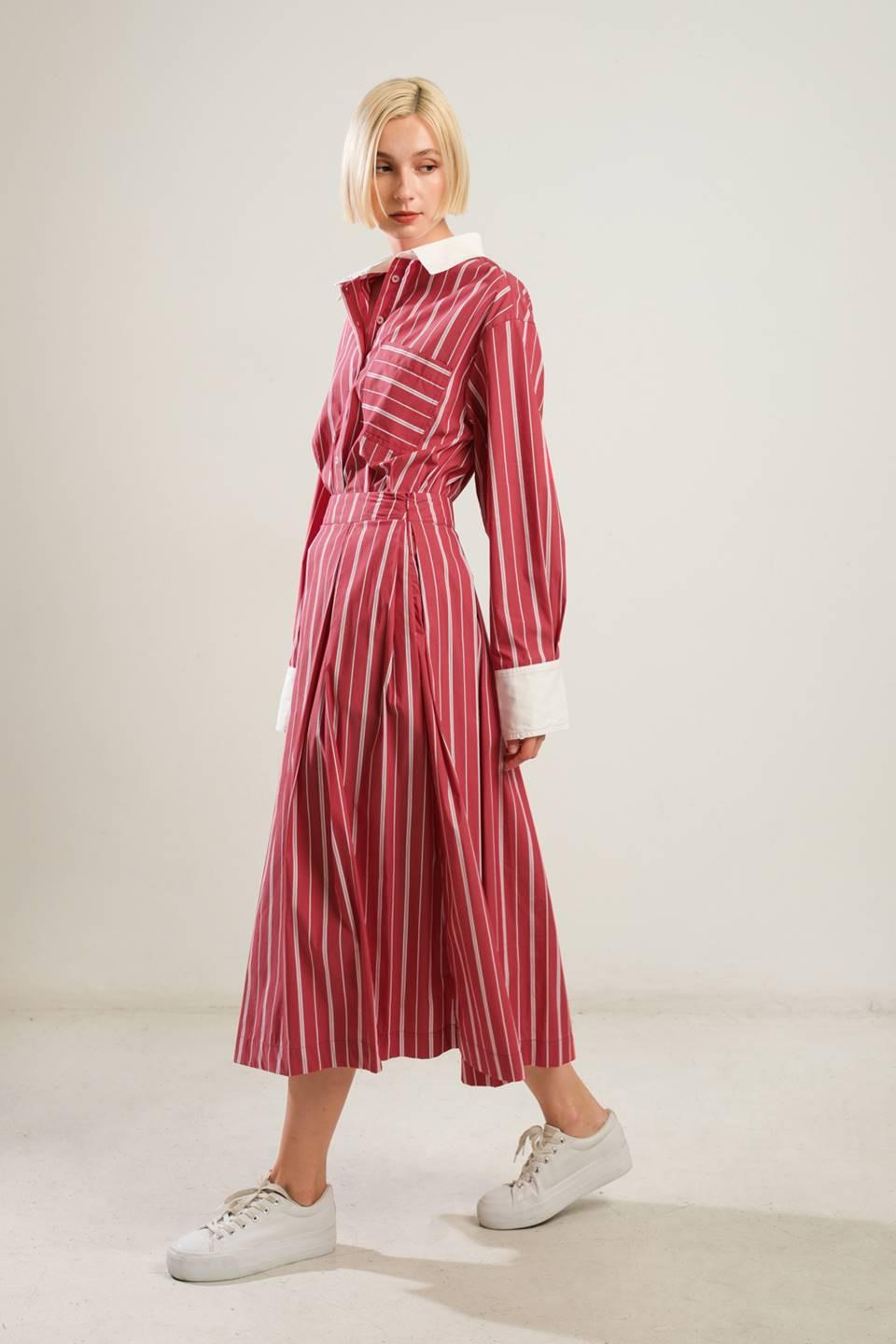 BEHIND THE GRIN WOVEN MIDI SKIRT.