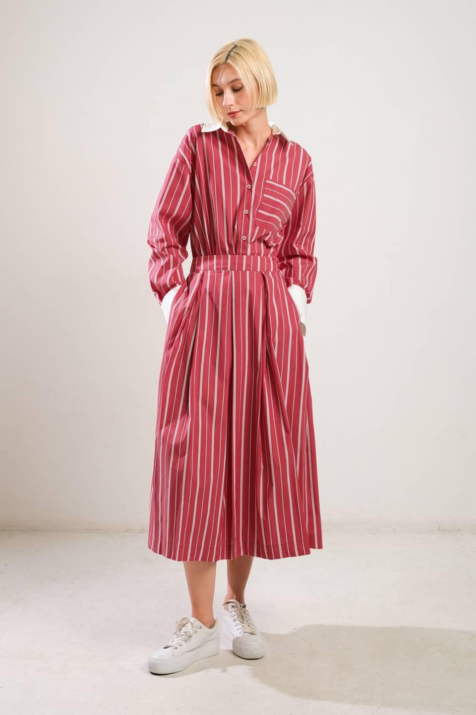 BEHIND THE GRIN WOVEN MIDI SKIRT.