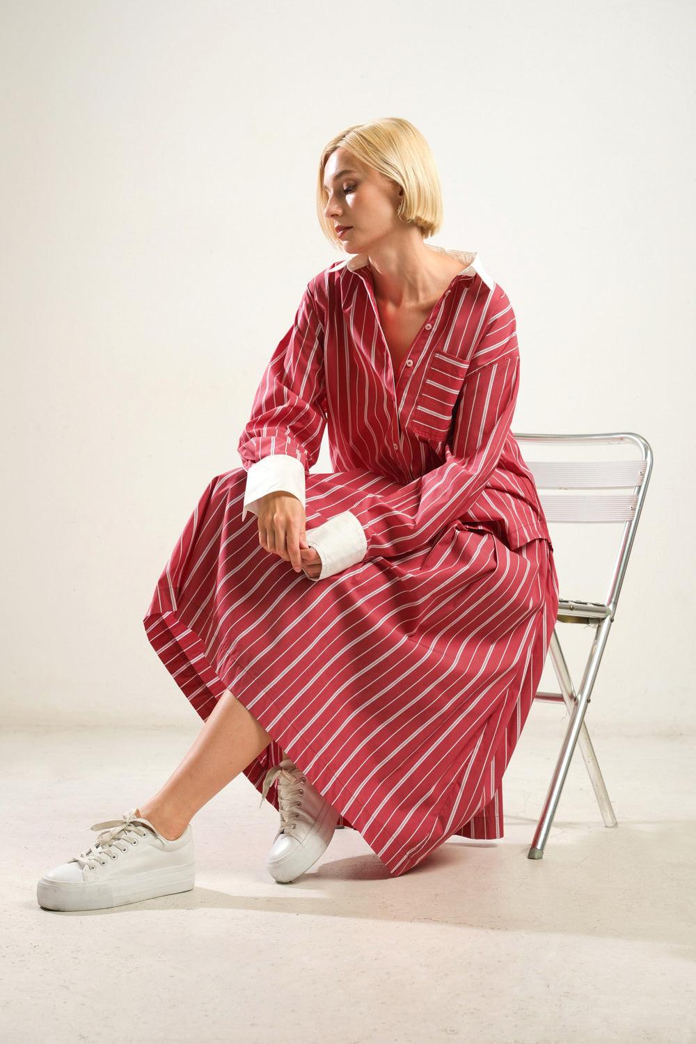 BEHIND THE GRIN WOVEN MIDI SKIRT.