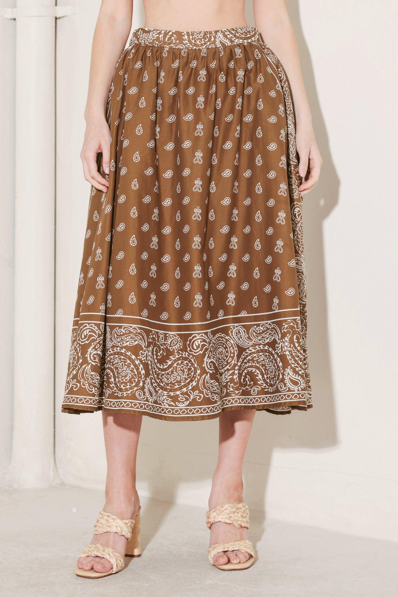 THE MORE THE MERRIER WOVEN FULL MIDI SKIRT.