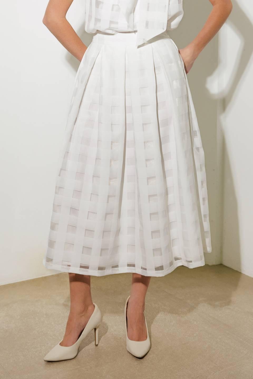 LIVE FOR US WHITE ORGANZA MIDI SKIRT - Flying Tomato - SKIRTS - Freemarket