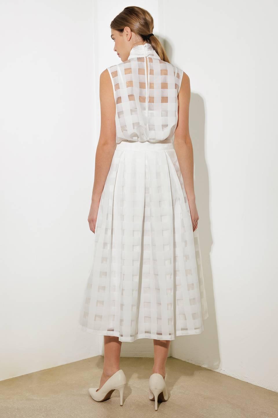 LIVE FOR US WHITE ORGANZA MIDI SKIRT - Flying Tomato - SKIRTS - Freemarket