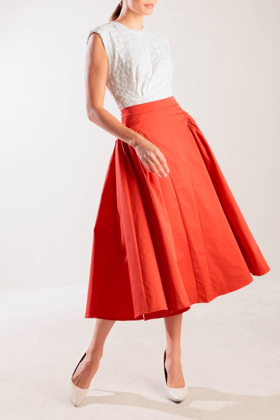 LUNCH WITH THE GIRLS WOVEN FULL MIDI SKIRT.