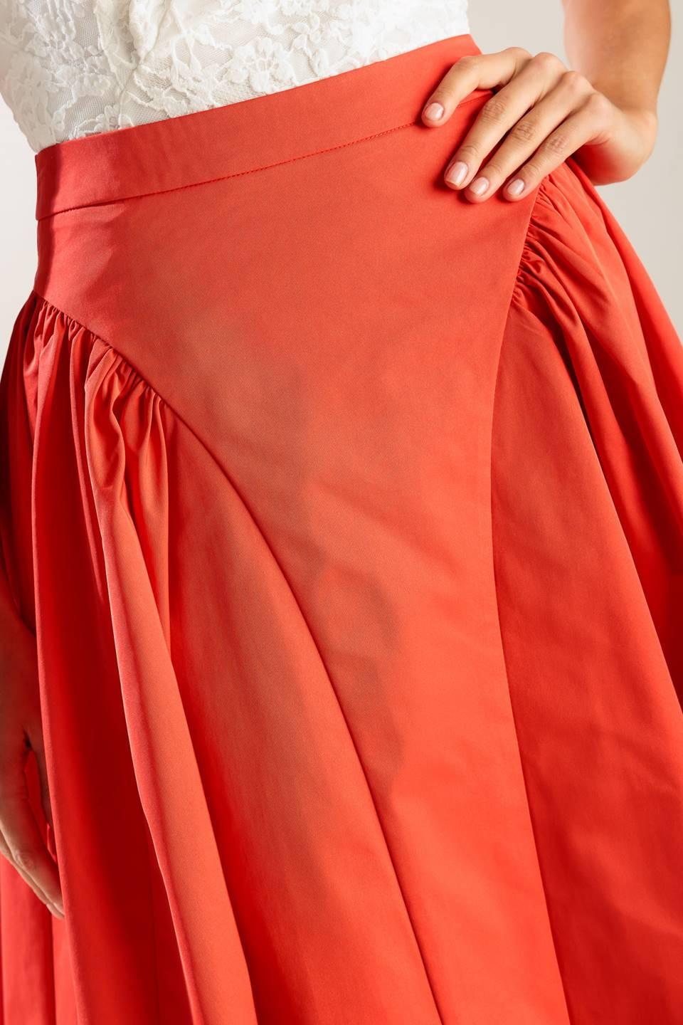 LUNCH WITH THE GIRLS WOVEN FULL MIDI SKIRT.