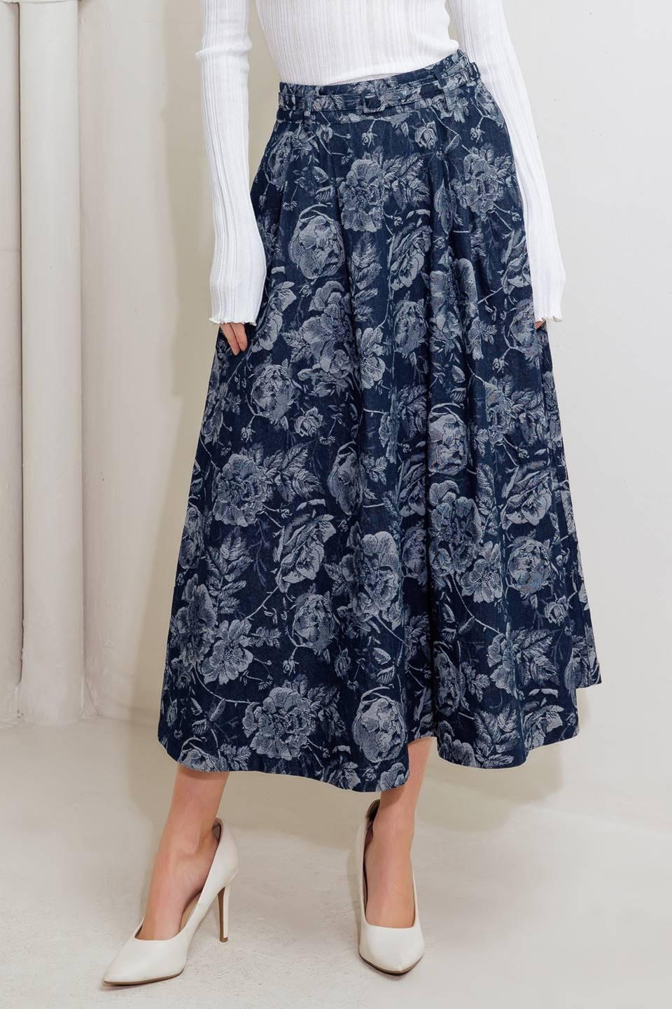 URBAN MUSE JACQUARD DENIM SKIRT.