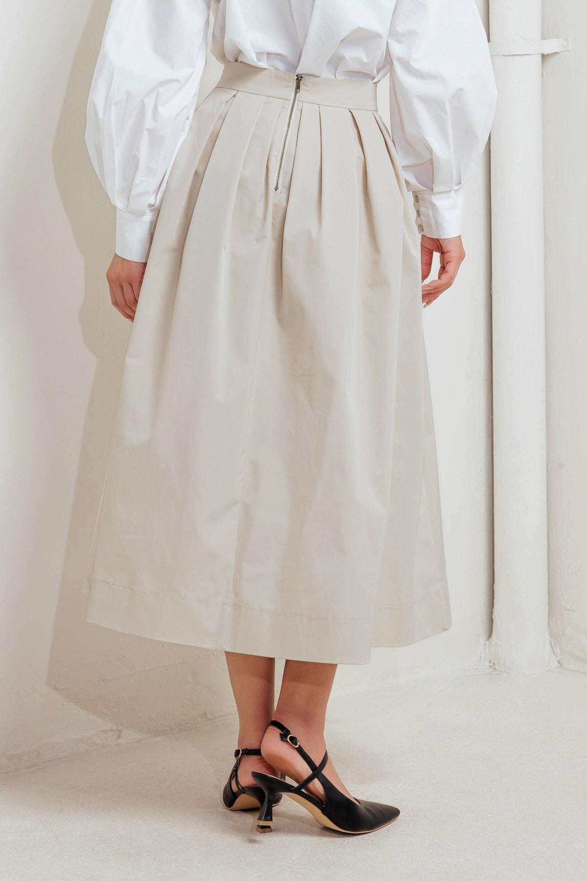 SOFT POEM WOVEN FULL MIDI SKIRT.