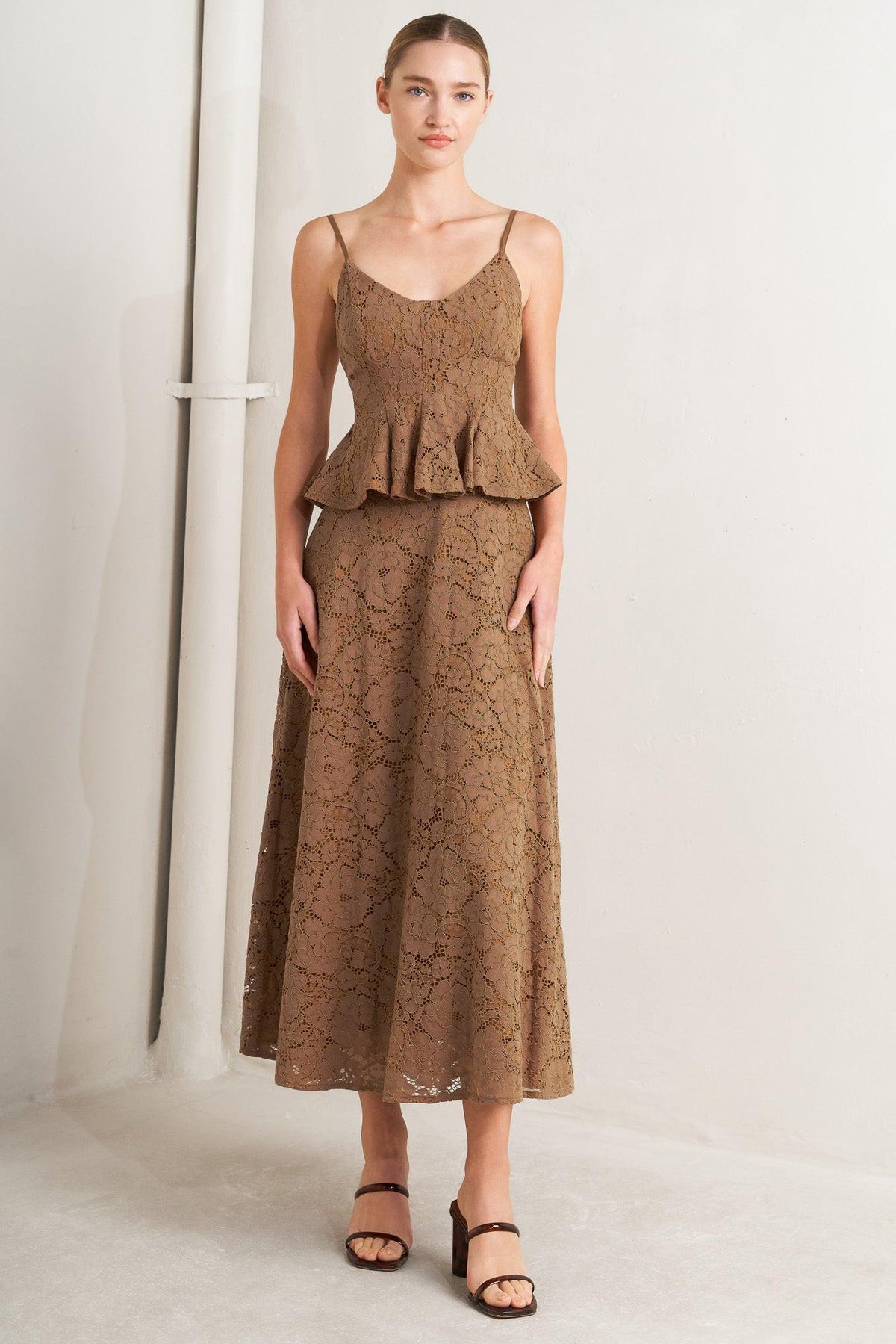 PURELY ROMANTIC WOVEN LACE MIDI SKIRT - Flying Tomato - SKIRTS - Freemarket