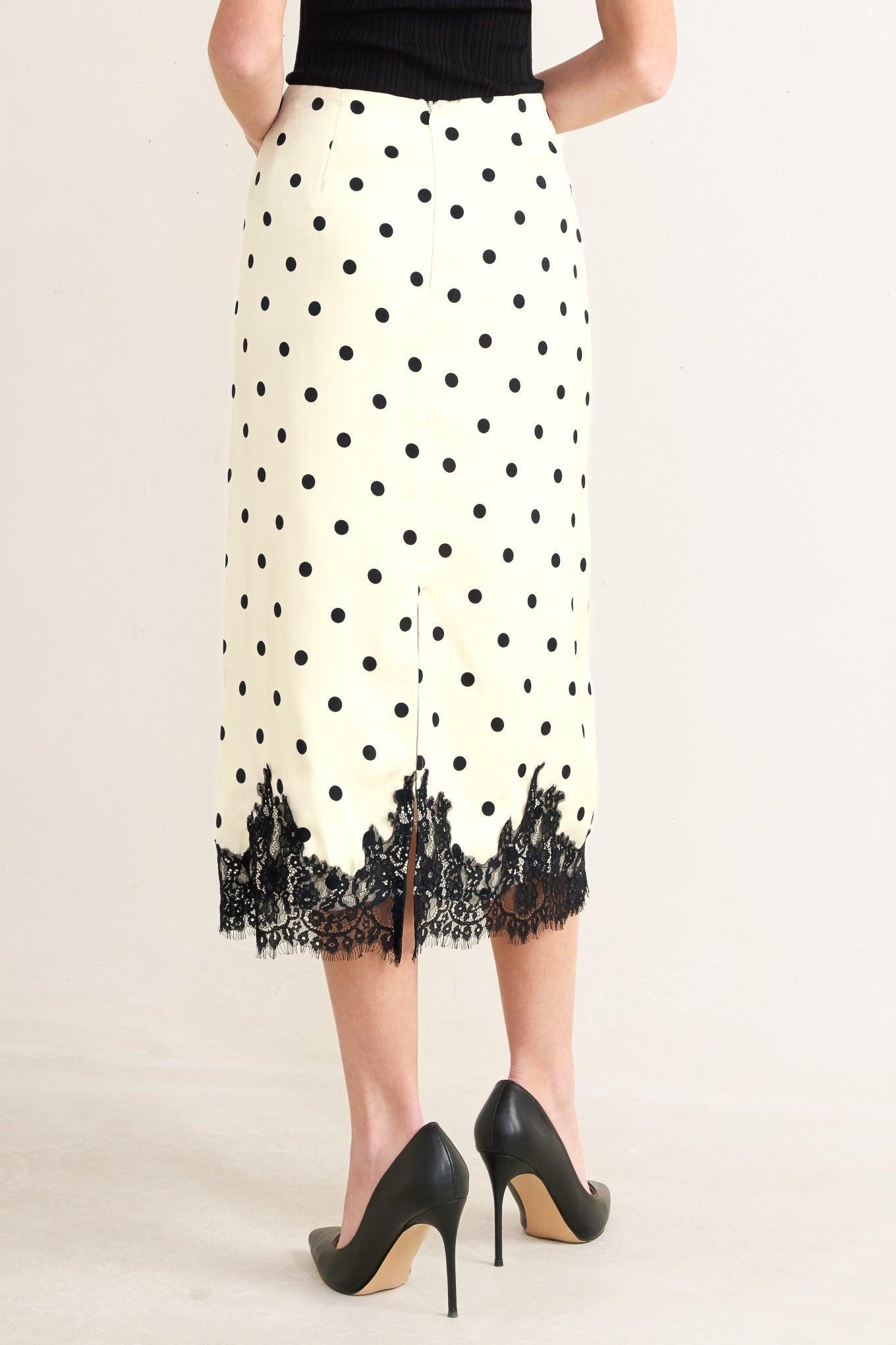 PARIS POLKA WOVEN MIDI PENCIL SKIRT.