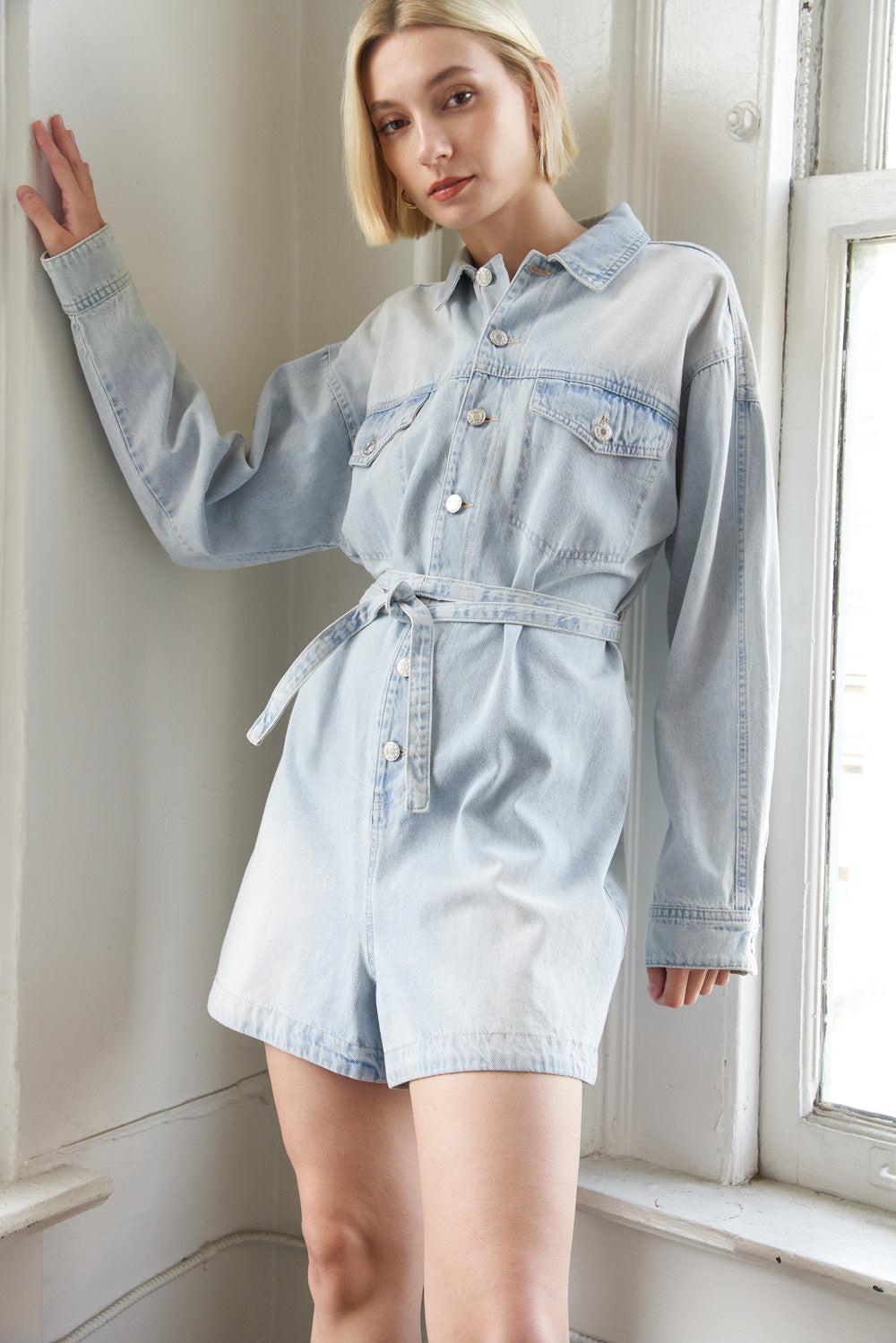 TURNING POINT DENIM ROMPER.