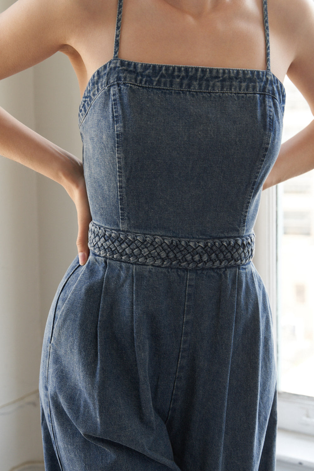 STOLEN GLANCES DENIM JUMPSUIT