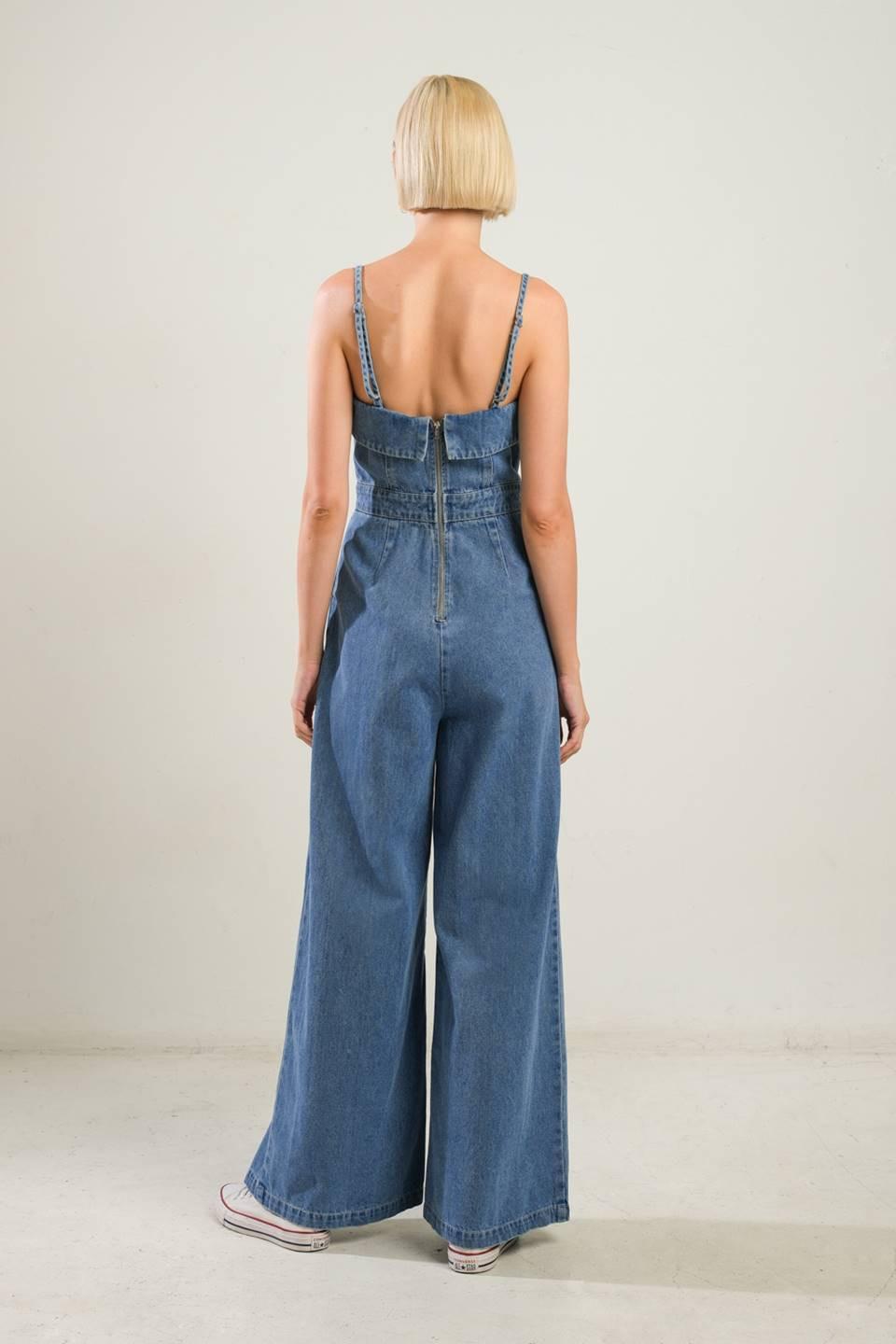 URBAN ELEGANCE DENIM JUMPSUIT.