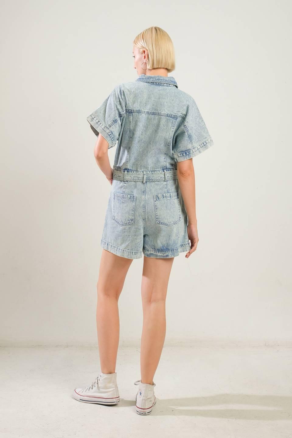 COUNTRYSIDE CHARM DENIM ROMPER.