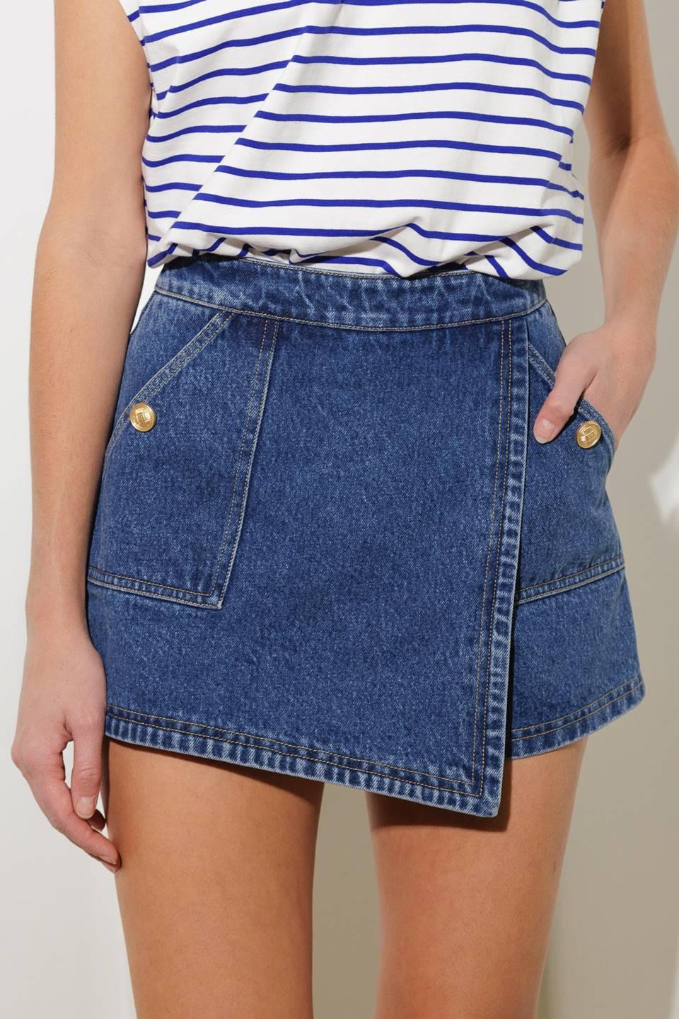 FOR A SECOND DENIM SKORT - Flying Tomato - SHORTS - Freemarket
