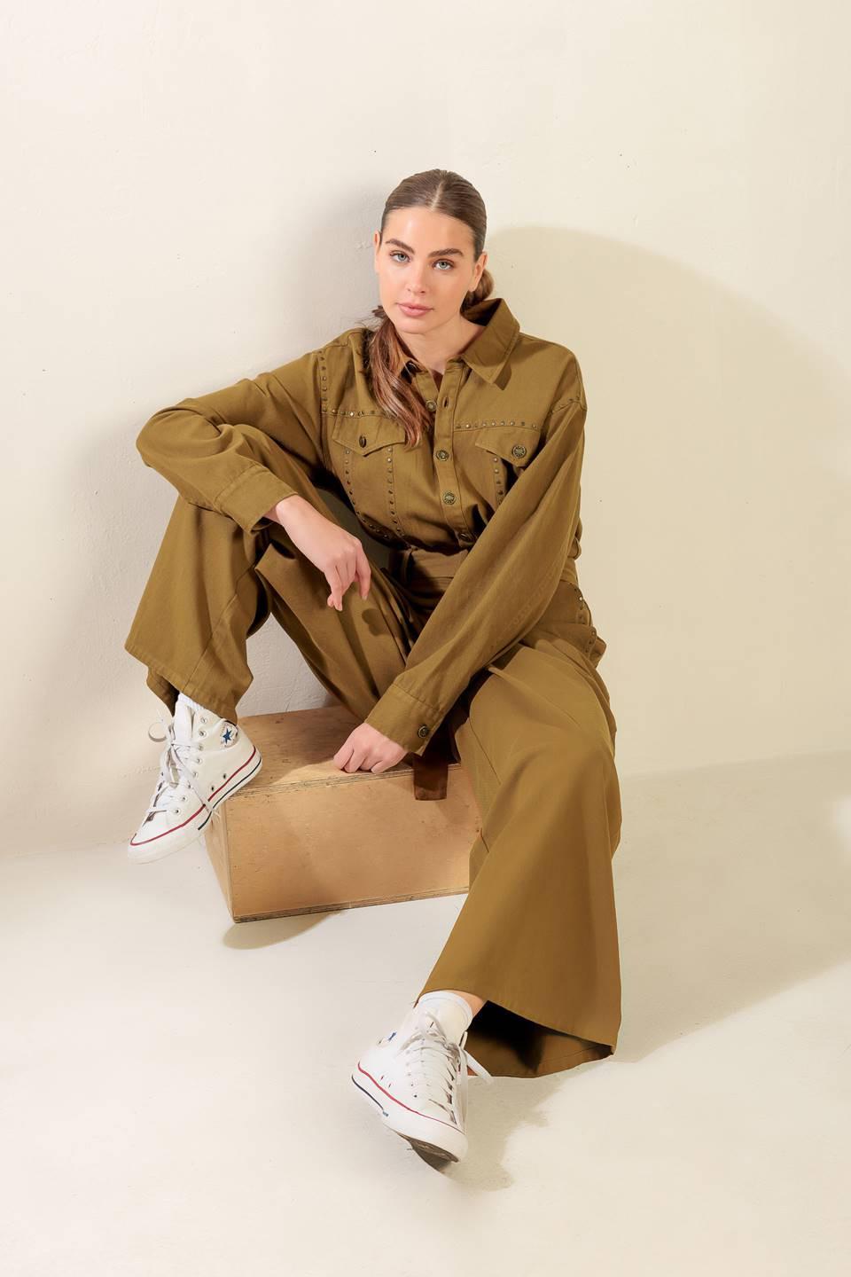 FLEETING WHISPERS TWILL JUMPSUIT.