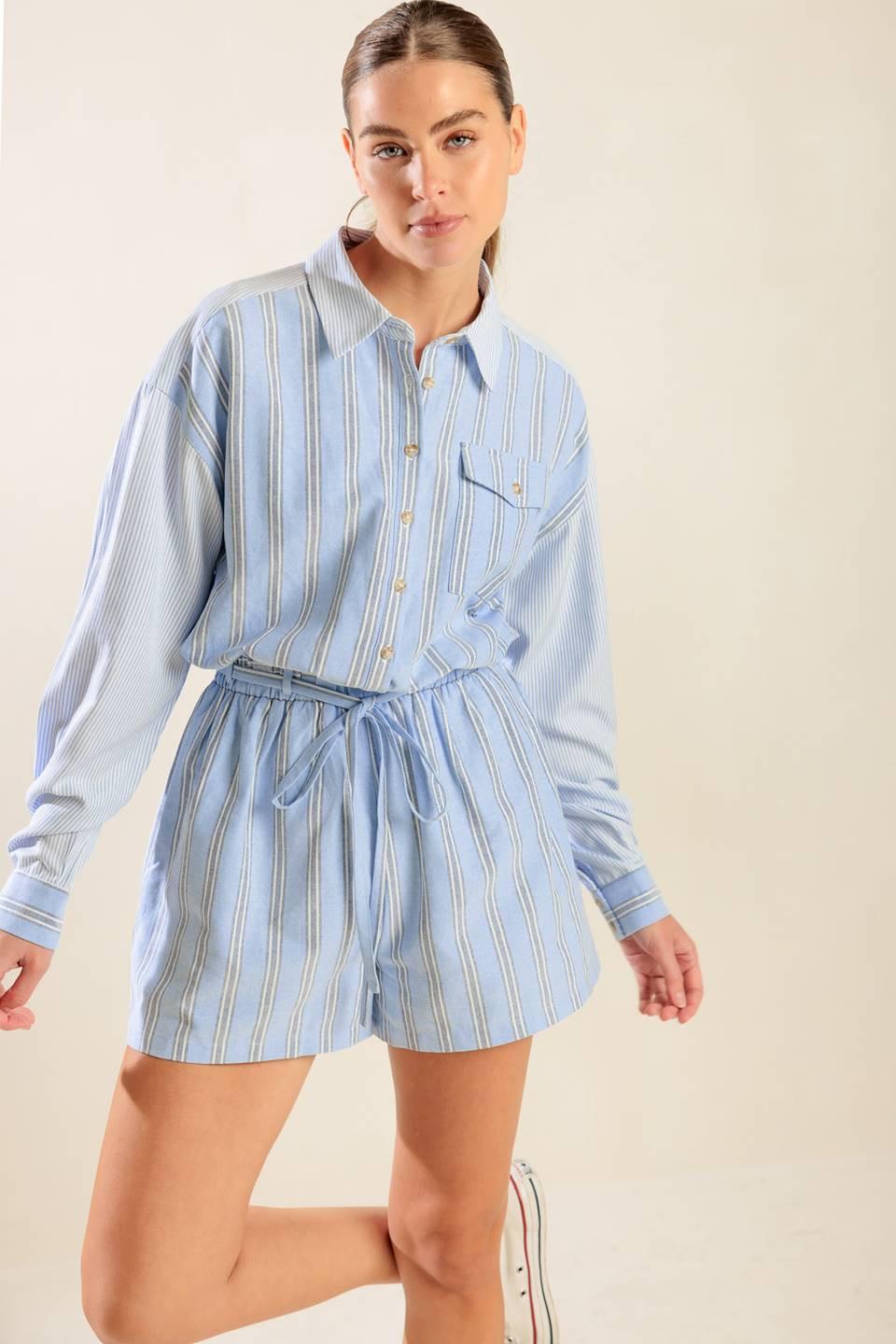 HOLD ME CLOSE WOVEN ROMPER.