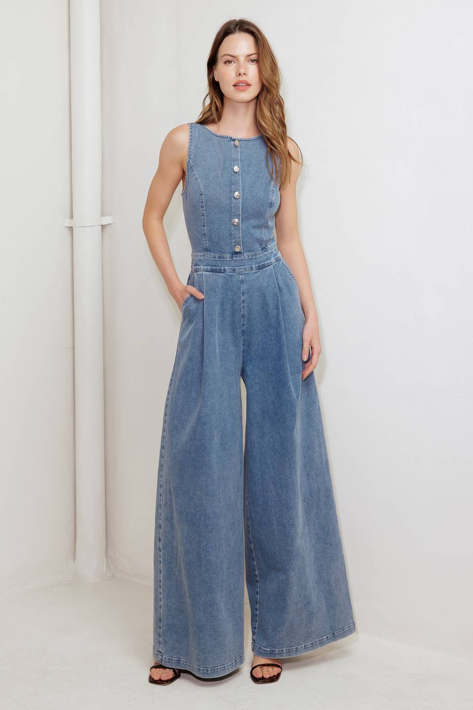 ALL SET AND STYLED DENIM JUMPSUIT