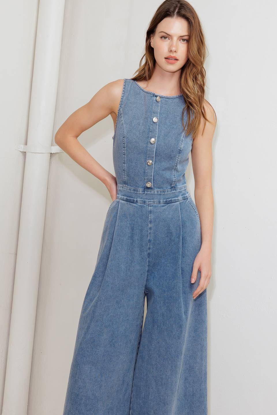 ALL SET AND STYLED DENIM JUMPSUIT