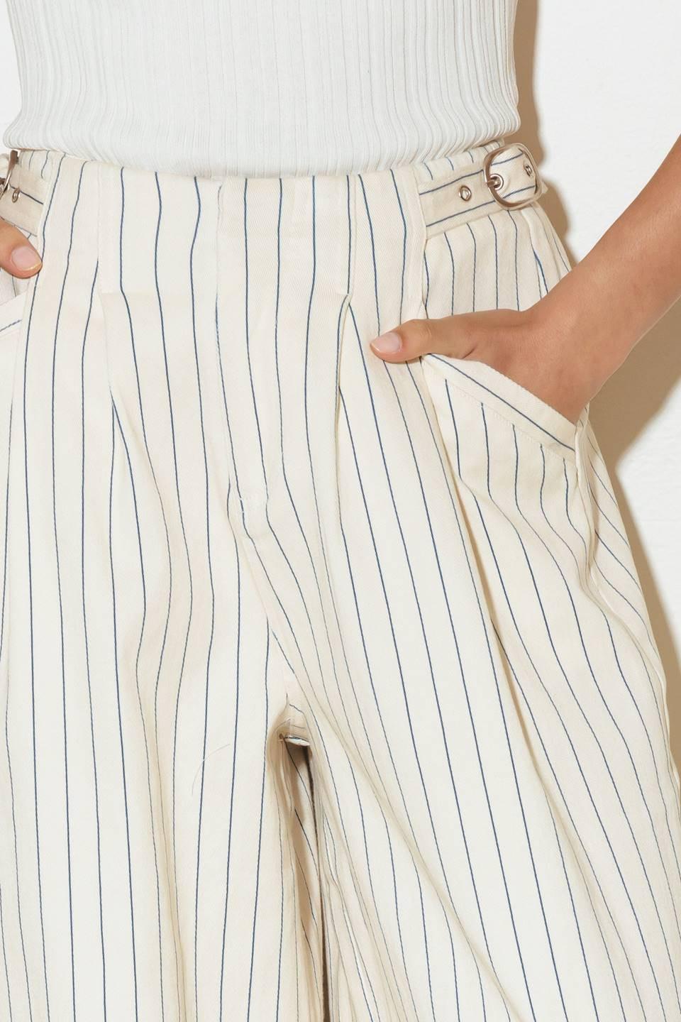 COFFEE RUN STRIPED WOVEN PANTS.