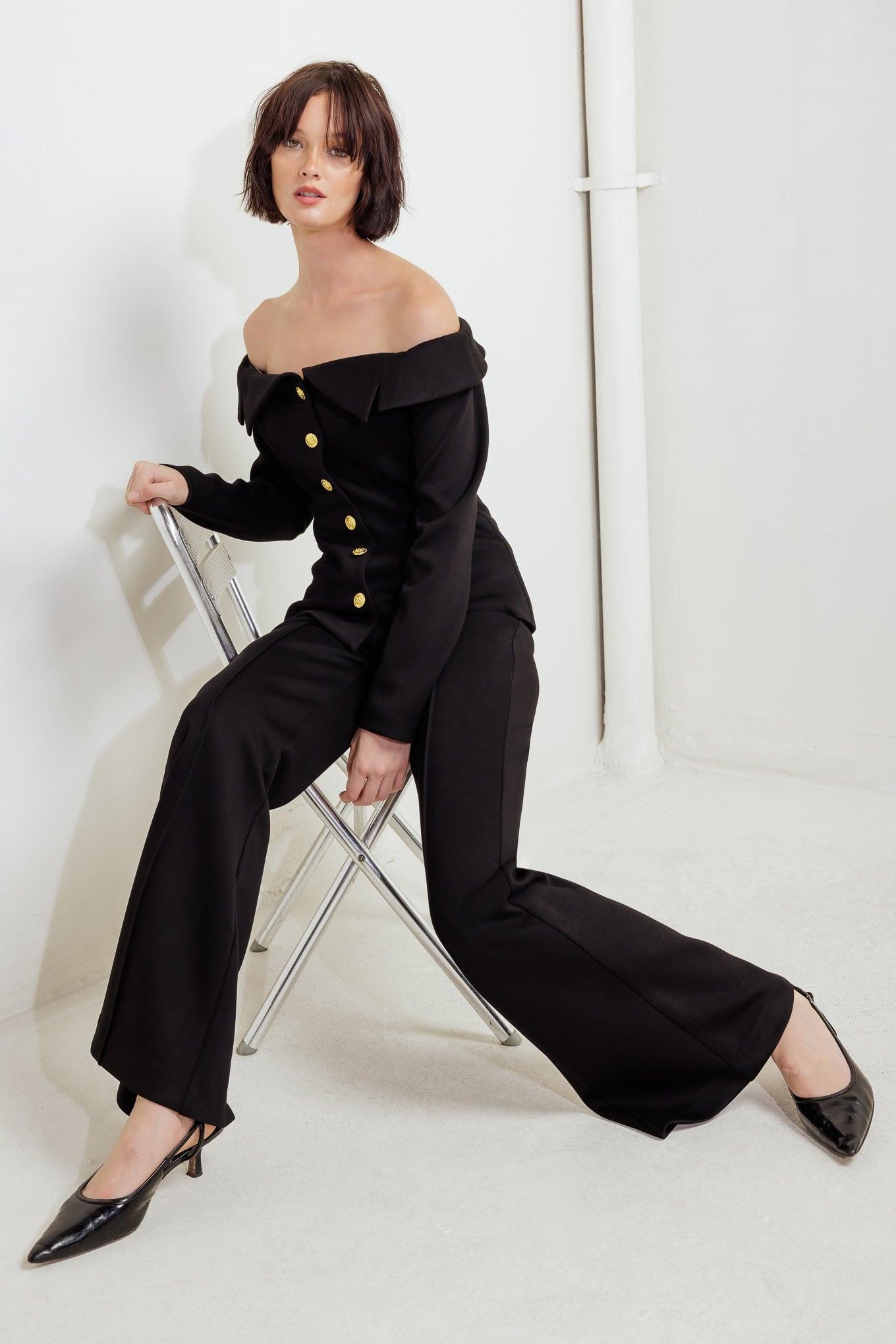 MODERN FLOW BLACK WOVEN PANTS.