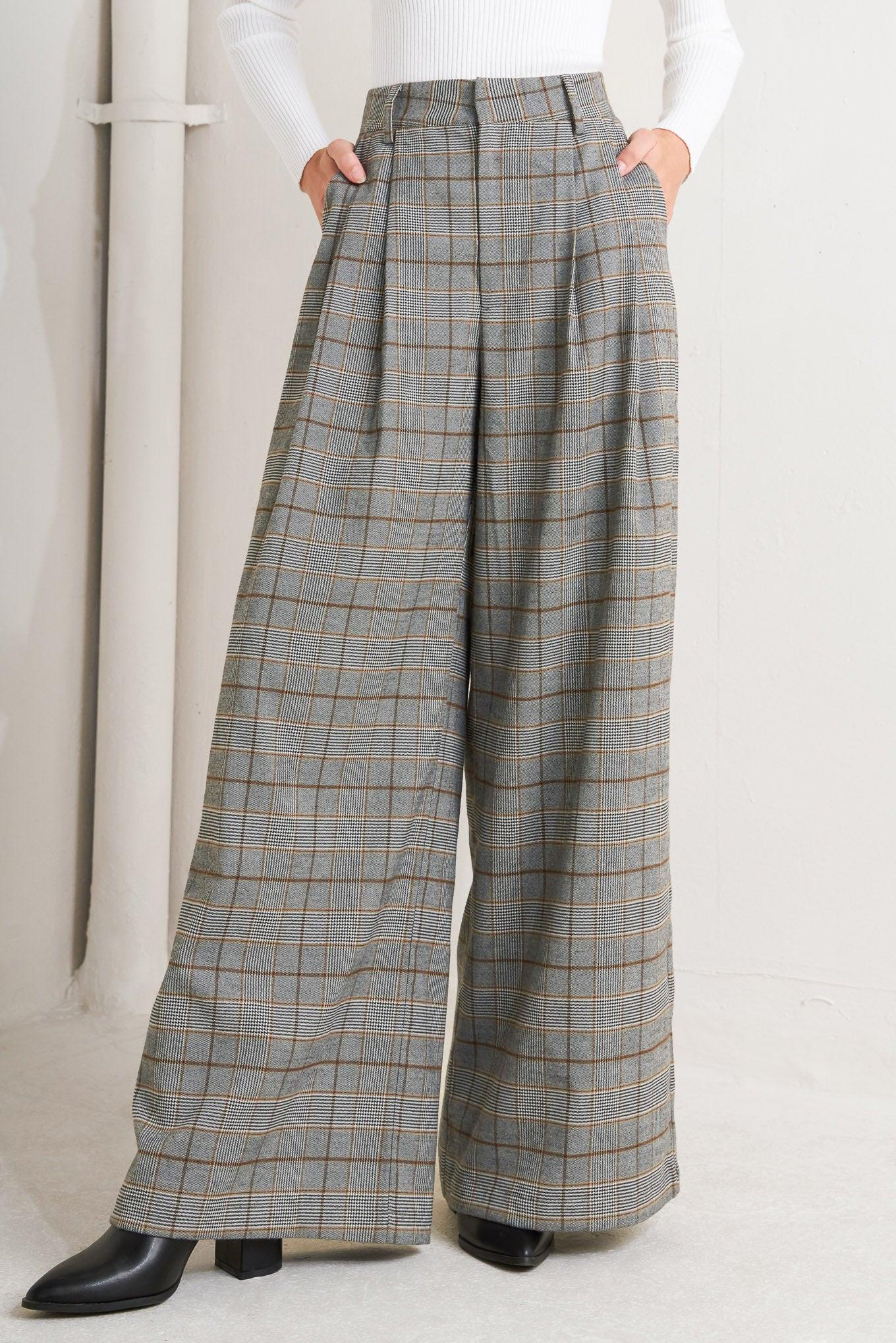NEW AGE WOVEN PLAID PANTS.