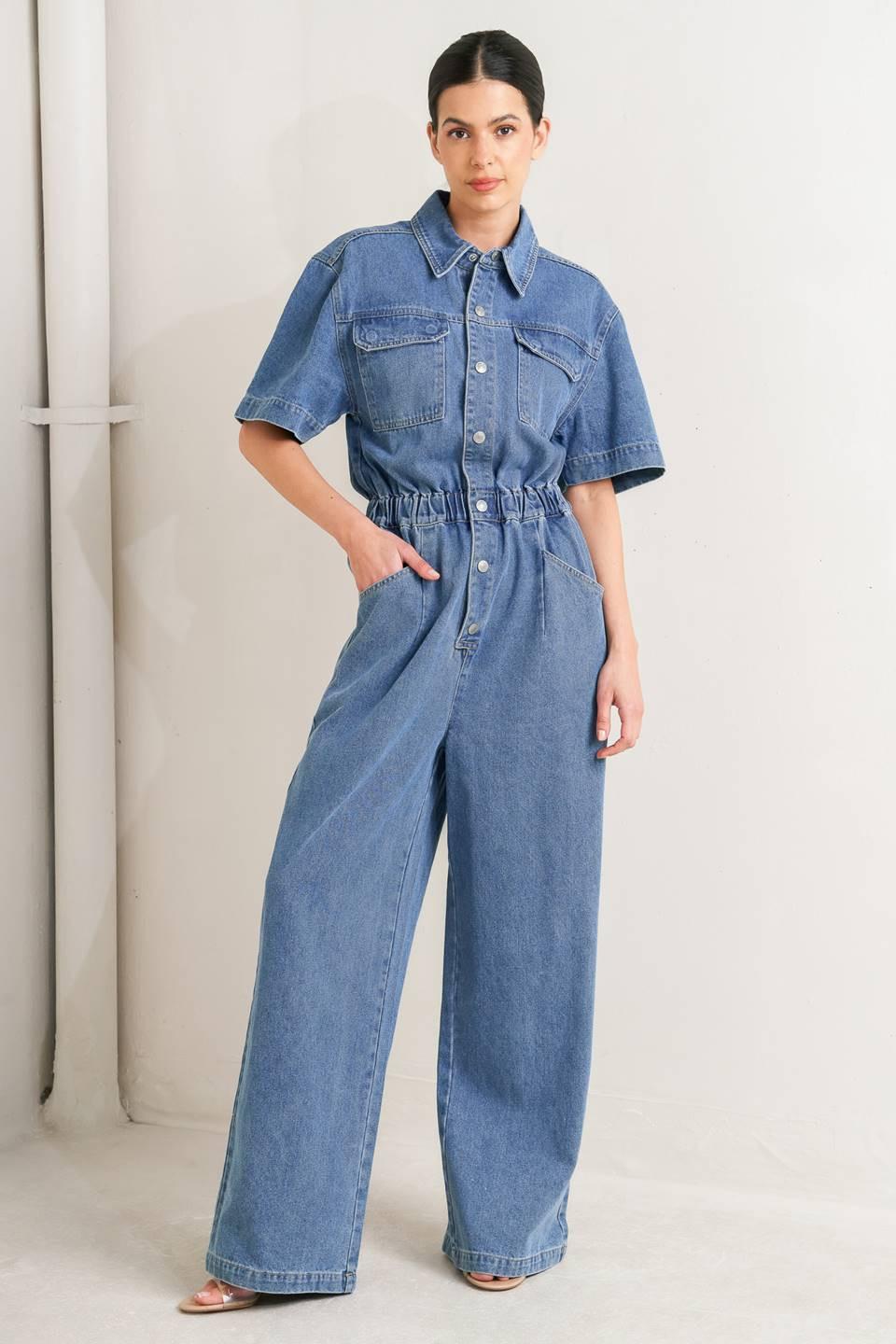 RELAX UTILITY DENIM JUMPSUIT.