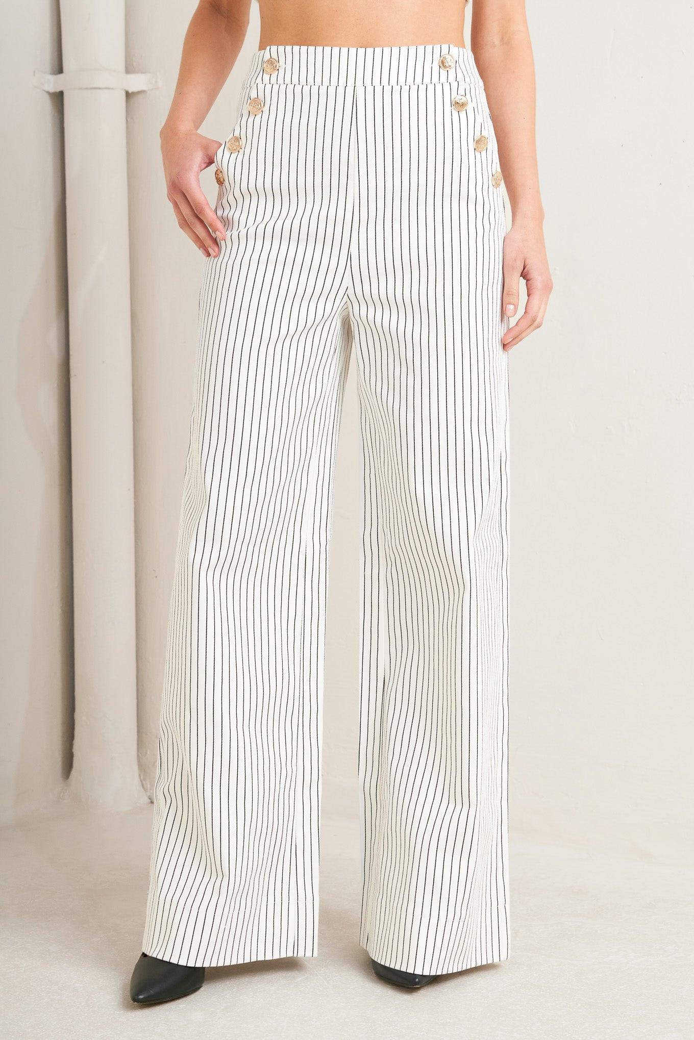 EFFORTLESS FORM STRIPE WOVEN PANTS.