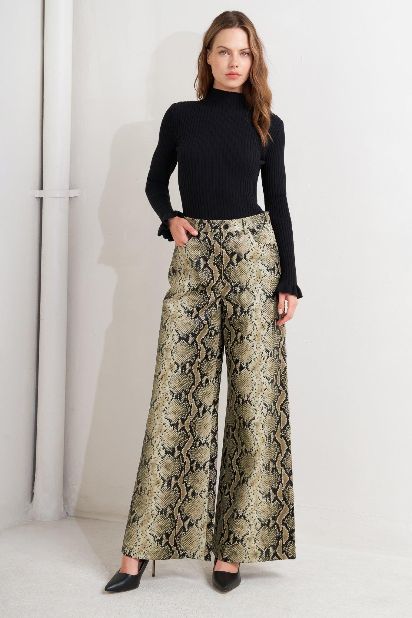 GLAM VENOM FAUX LEATHER PANTS.