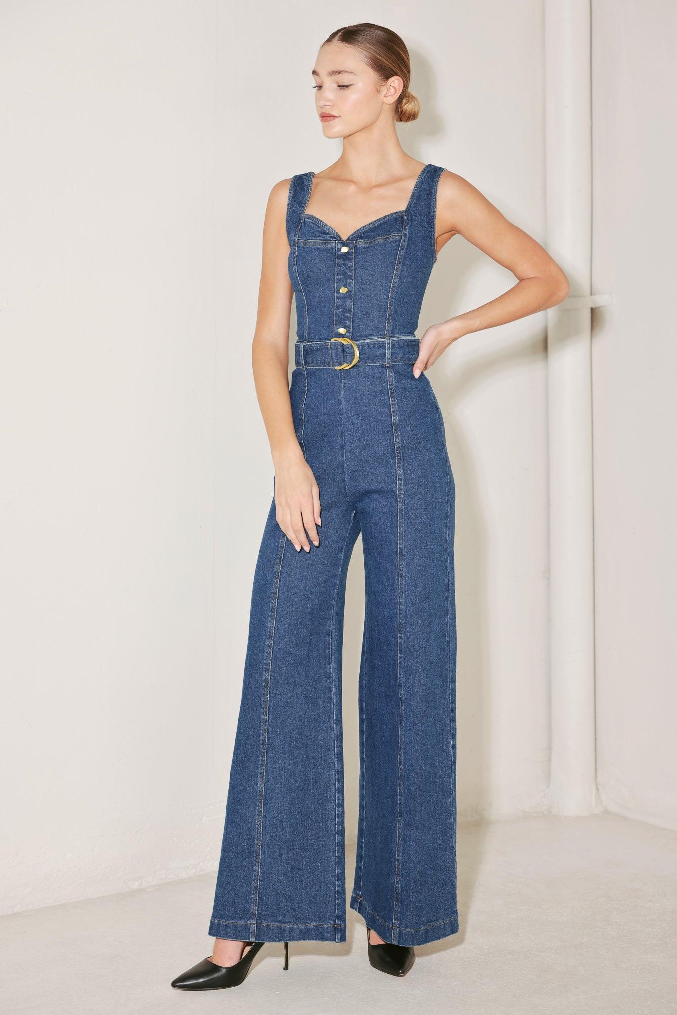WESTSIDE GLAM DENIM JUMPSUIT.