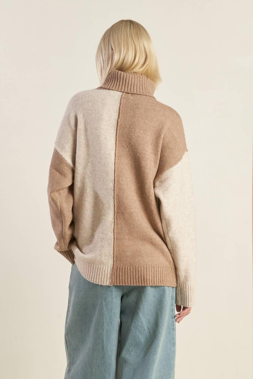 MIXED EMOTIONS COLORBLOCKED SWEATER TOP.