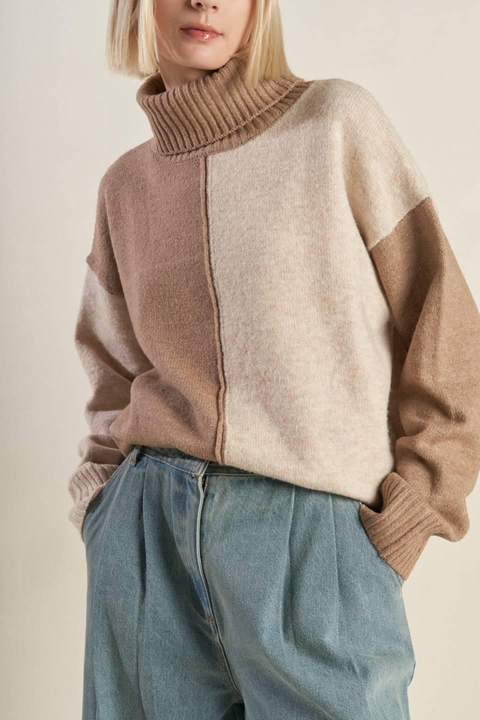 MIXED EMOTIONS COLORBLOCKED SWEATER TOP.
