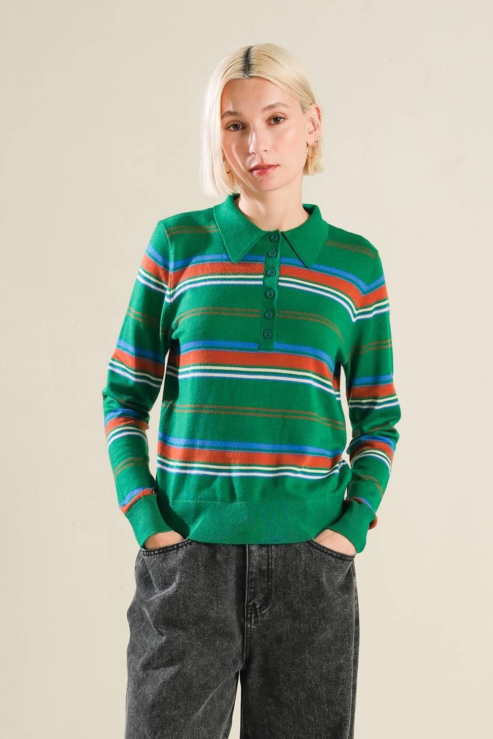 CALL IT FATE SWEATER POLO TOP.