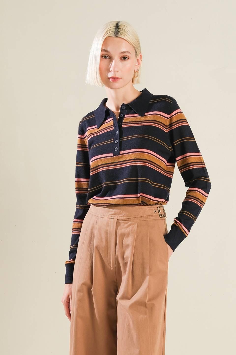 CALL IT FATE SWEATER POLO TOP.