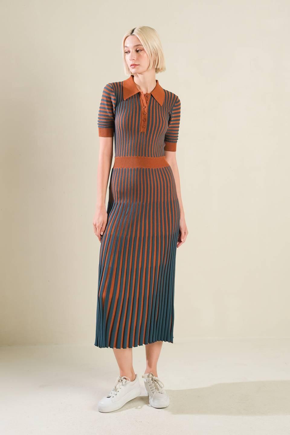 LUXE LIVING SWEATER MIDI DRESS.