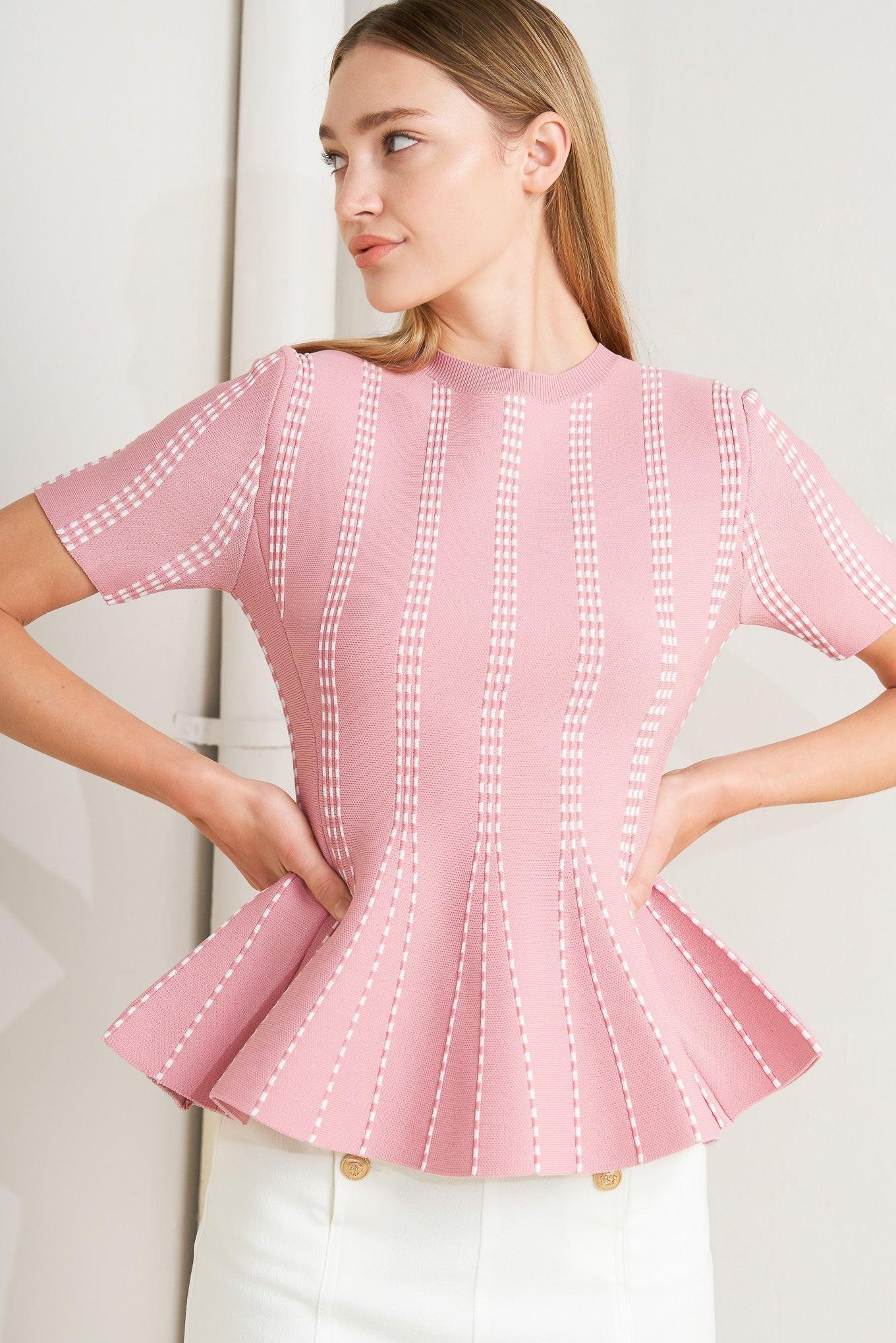 EVENING RUSTLE JACQUARD SWEATER TOP.