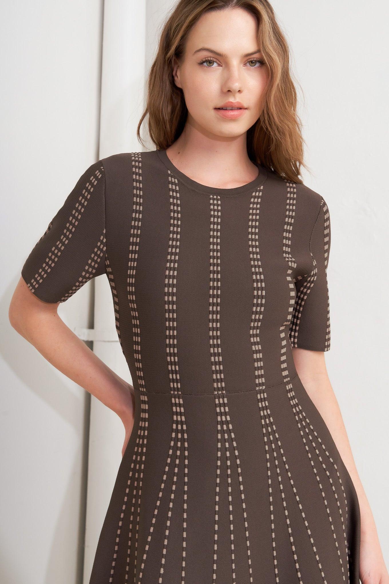 DOT DANCE SWEATER KNIT MIDI DRESS.